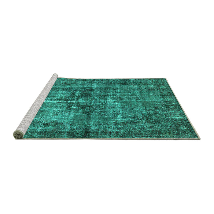 Sideview of Machine Washable Oriental Turquoise Industrial Area Rugs, wshurb2897turq