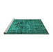 Sideview of Machine Washable Oriental Turquoise Industrial Area Rugs, wshurb2897turq