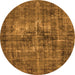 Round Machine Washable Oriental Orange Industrial Area Rugs, wshurb2897org