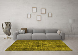 Machine Washable Oriental Yellow Industrial Rug in a Living Room, wshurb2897yw