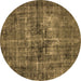 Round Oriental Brown Industrial Rug, urb2897brn