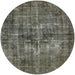 Round Mid-Century Modern Sage Green Oriental Rug, urb2897