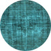 Round Oriental Light Blue Industrial Rug, urb2897lblu