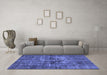 Machine Washable Oriental Blue Industrial Rug in a Living Room, wshurb2897blu