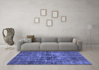 Machine Washable Oriental Blue Industrial Rug, wshurb2897blu