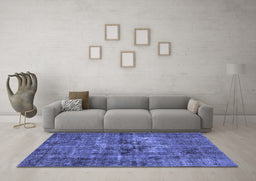 Machine Washable Oriental Blue Industrial Rug in a Living Room, wshurb2897blu