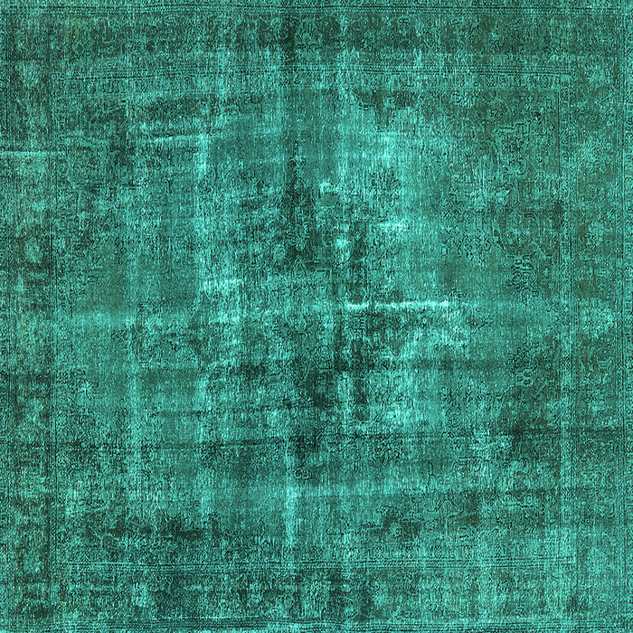 Square Machine Washable Oriental Turquoise Industrial Area Rugs, wshurb2897turq