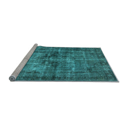 Sideview of Machine Washable Oriental Light Blue Industrial Rug, wshurb2897lblu