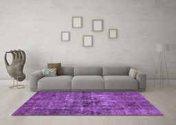 Machine Washable Oriental Purple Industrial Area Rugs in a Living Room, wshurb2897pur