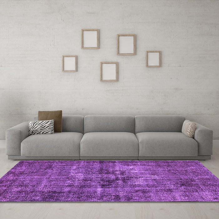 Machine Washable Oriental Purple Industrial Area Rugs in a Living Room, wshurb2897pur