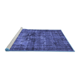 Sideview of Machine Washable Oriental Blue Industrial Rug, wshurb2897blu