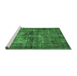 Sideview of Machine Washable Oriental Emerald Green Industrial Area Rugs, wshurb2897emgrn