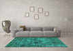 Machine Washable Oriental Turquoise Industrial Area Rugs in a Living Room,, wshurb2897turq