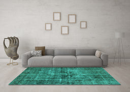 Machine Washable Oriental Turquoise Industrial Area Rugs in a Living Room,, wshurb2897turq