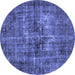 Round Oriental Blue Industrial Rug, urb2897blu