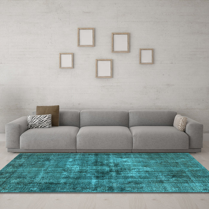 Machine Washable Oriental Light Blue Industrial Rug in a Living Room, wshurb2897lblu