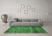 Machine Washable Oriental Emerald Green Industrial Area Rugs in a Living Room,, wshurb2898emgrn