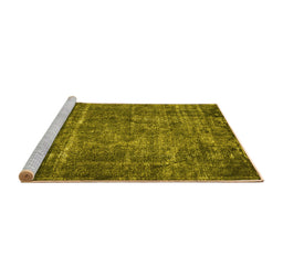 Sideview of Machine Washable Oriental Yellow Industrial Rug, wshurb2898yw