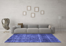 Machine Washable Oriental Blue Industrial Rug in a Living Room, wshurb2898blu