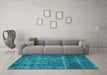 Machine Washable Oriental Light Blue Industrial Rug in a Living Room, wshurb2898lblu