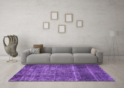 Machine Washable Oriental Purple Industrial Area Rugs in a Living Room, wshurb2898pur