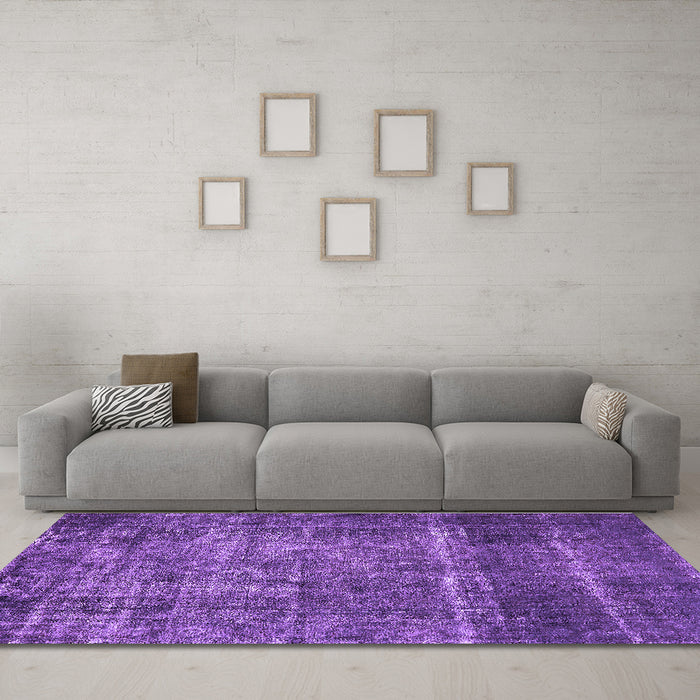 Machine Washable Oriental Purple Industrial Area Rugs in a Living Room, wshurb2898pur