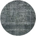 Round Mid-Century Modern Light Slate Gray Oriental Rug, urb2898