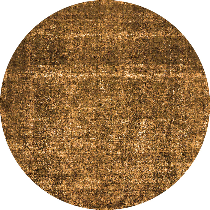 Round Machine Washable Oriental Orange Industrial Area Rugs, wshurb2898org