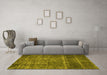 Machine Washable Oriental Yellow Industrial Rug in a Living Room, wshurb2898yw