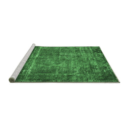 Sideview of Machine Washable Oriental Emerald Green Industrial Area Rugs, wshurb2898emgrn
