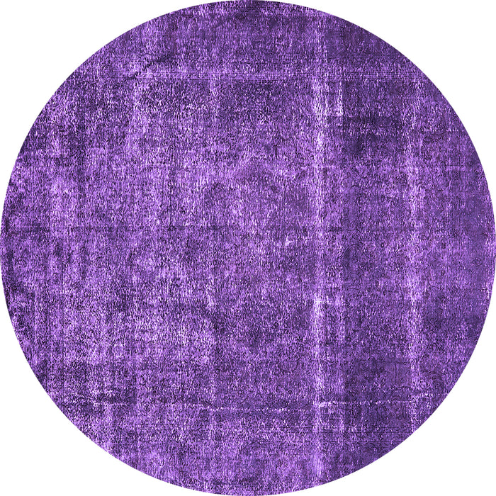 Round Machine Washable Oriental Purple Industrial Area Rugs, wshurb2898pur