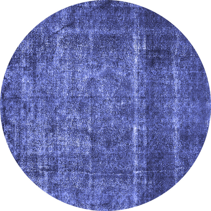 Round Oriental Blue Industrial Rug, urb2898blu