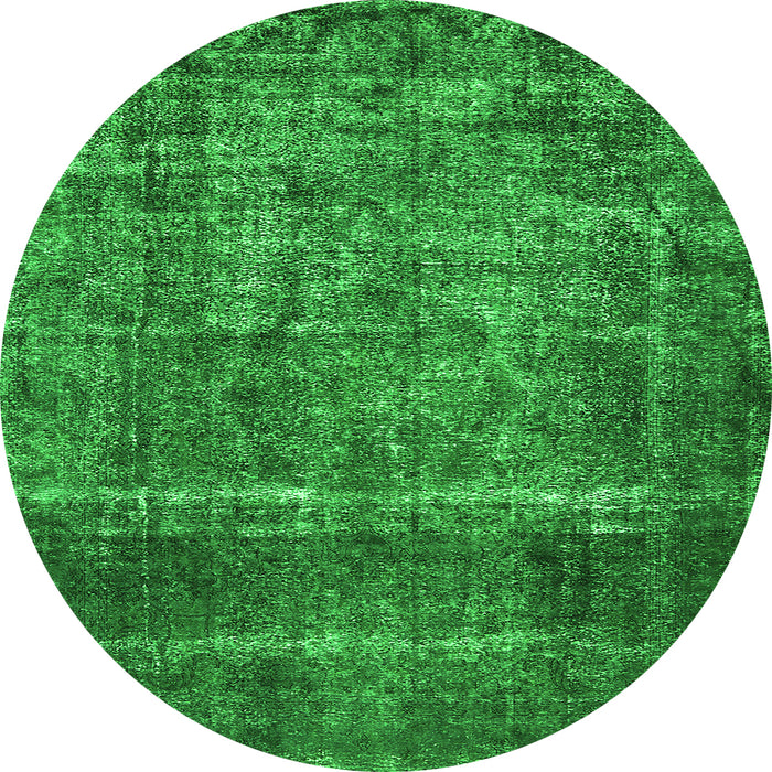 Round Oriental Green Industrial Rug, urb2898grn