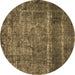 Round Machine Washable Oriental Brown Industrial Rug, wshurb2898brn