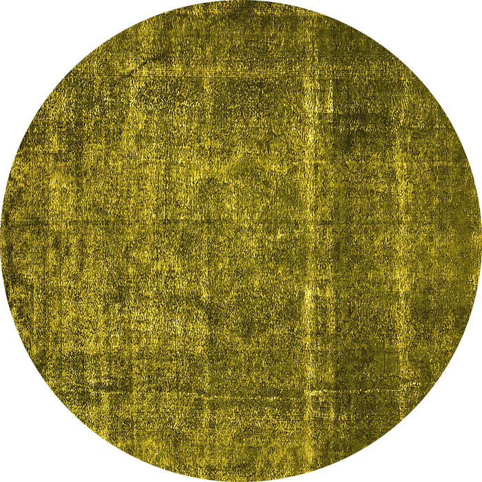 Round Machine Washable Oriental Yellow Industrial Rug, wshurb2898yw