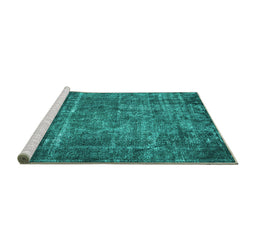 Sideview of Machine Washable Oriental Turquoise Industrial Area Rugs, wshurb2898turq