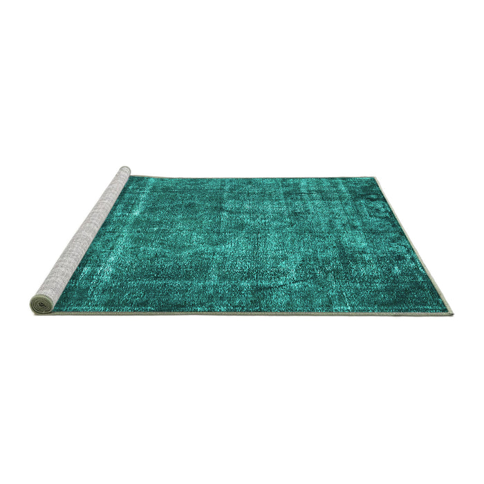 Sideview of Machine Washable Oriental Turquoise Industrial Area Rugs, wshurb2898turq