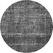 Round Machine Washable Oriental Gray Industrial Rug, wshurb2898gry