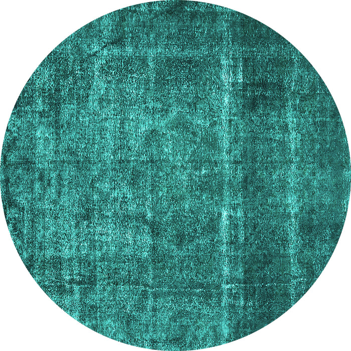 Round Oriental Turquoise Industrial Rug, urb2898turq