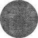 Round Machine Washable Oriental Gray Industrial Rug, wshurb2899gry