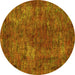 Round Oriental Yellow Industrial Rug, urb2899yw