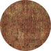 Round Oriental Brown Industrial Rug, urb2899brn