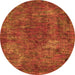 Round Machine Washable Oriental Orange Industrial Area Rugs, wshurb2899org