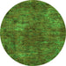 Round Machine Washable Oriental Green Industrial Area Rugs, wshurb2899grn