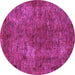 Round Machine Washable Oriental Pink Industrial Rug, wshurb2899pnk