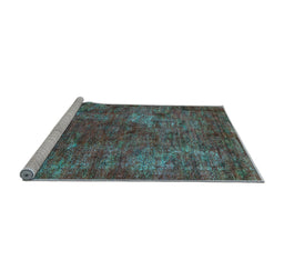 Sideview of Machine Washable Oriental Light Blue Industrial Rug, wshurb2899lblu