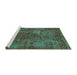 Sideview of Machine Washable Oriental Turquoise Industrial Area Rugs, wshurb2899turq