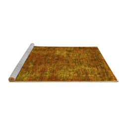 Sideview of Machine Washable Oriental Yellow Industrial Rug, wshurb2899yw