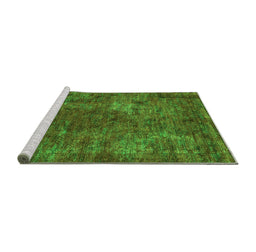 Sideview of Machine Washable Oriental Green Industrial Area Rugs, wshurb2899grn