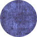 Round Oriental Blue Industrial Rug, urb2899blu